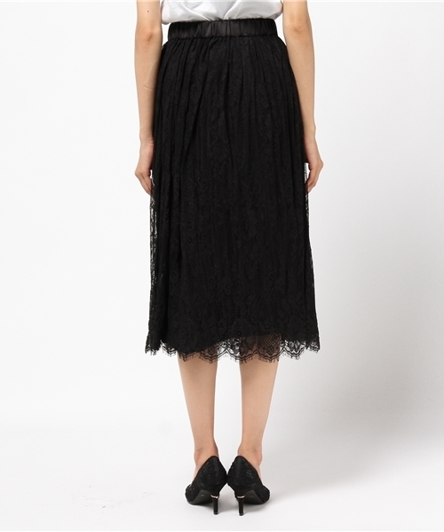 Heather（ヘザー）の「サテンプリーツレーススカート　733904（スカート・レディース・ピンク系その他/ブラック/カーキ・FREE）」の6枚目の写真