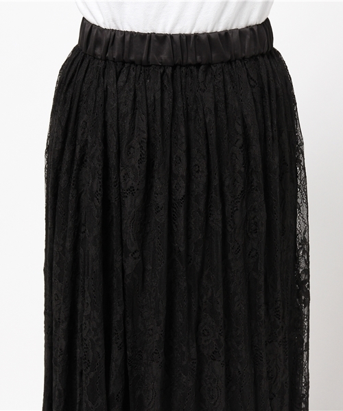 Heather（ヘザー）の「サテンプリーツレーススカート　733904（スカート・レディース・ピンク系その他/ブラック/カーキ・FREE）」の7枚目の写真