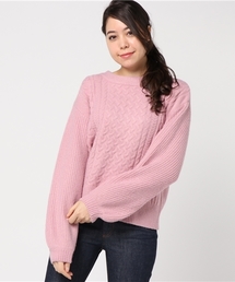 mysty woman | アランケーブルニットボリューム袖プルオーバー(ニット/セーター)