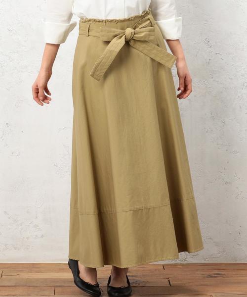 green label relaxing（グリーンレーベルリラクシング）の「MILS B/STN キリカエ LONGスカート◆（スカート・レディース・ベージュ/オリーブ・36/38）」の2枚目の写真