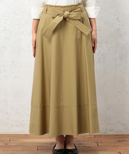 green label relaxing（グリーンレーベルリラクシング）の「MILS B/STN キリカエ LONGスカート◆（スカート・レディース・ベージュ/オリーブ・36/38）」の4枚目の写真