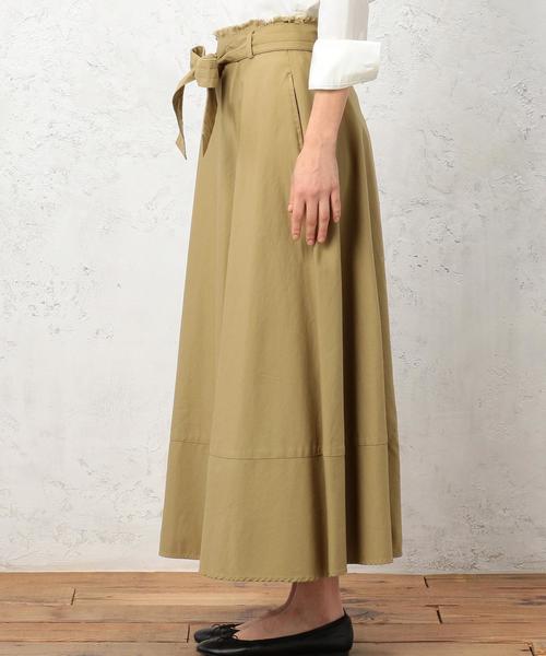green label relaxing（グリーンレーベルリラクシング）の「MILS B/STN キリカエ LONGスカート◆（スカート・レディース・ベージュ/オリーブ・36/38）」の5枚目の写真