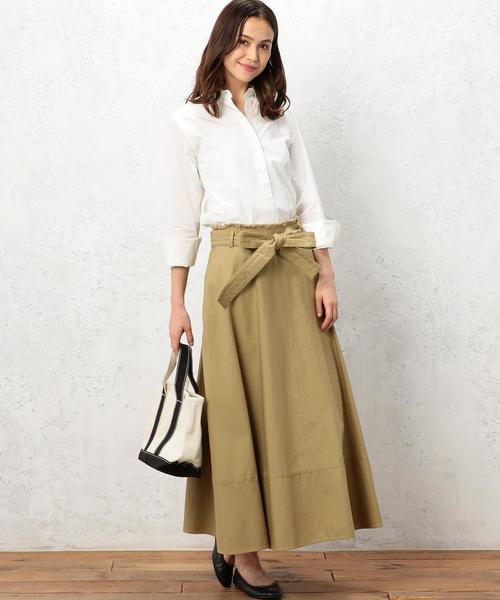 green label relaxing（グリーンレーベルリラクシング）の「MILS B/STN キリカエ LONGスカート◆（スカート・レディース・ベージュ/オリーブ・36/38）」の6枚目の写真