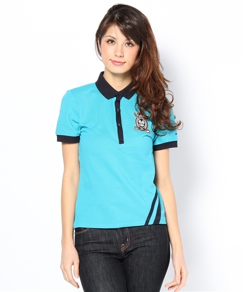 TOMMY HILFIGER（トミーヒルフィガー）の「REGIMENTAL CLASSIC POLO WOMENS（ポロシャツ・レディース・ホワイト/ブルー/ネイビー・SMALL/MEDIUM）」の3枚目の写真