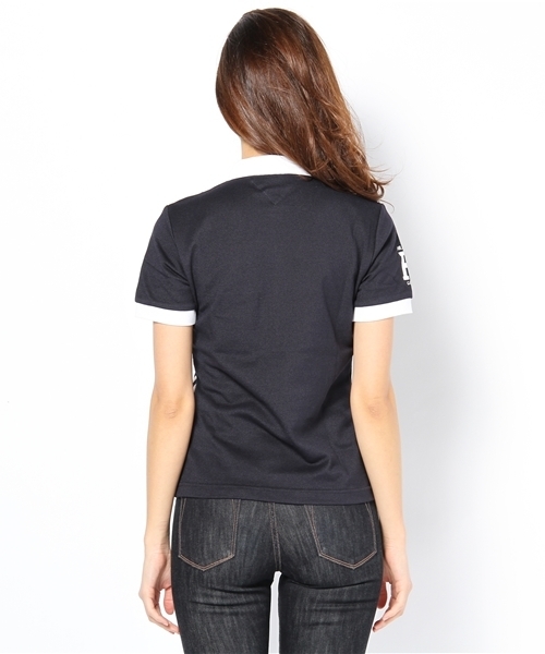 TOMMY HILFIGER（トミーヒルフィガー）の「REGIMENTAL CLASSIC POLO WOMENS（ポロシャツ・レディース・ホワイト/ブルー/ネイビー・SMALL/MEDIUM）」の9枚目の写真
