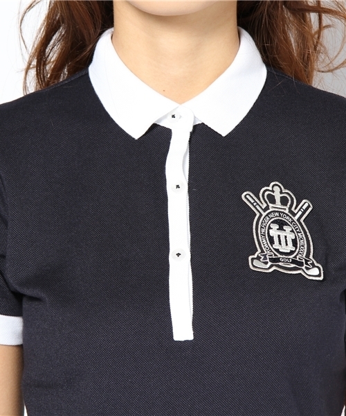 TOMMY HILFIGER（トミーヒルフィガー）の「REGIMENTAL CLASSIC POLO WOMENS（ポロシャツ・レディース・ホワイト/ブルー/ネイビー・SMALL/MEDIUM）」の6枚目の写真