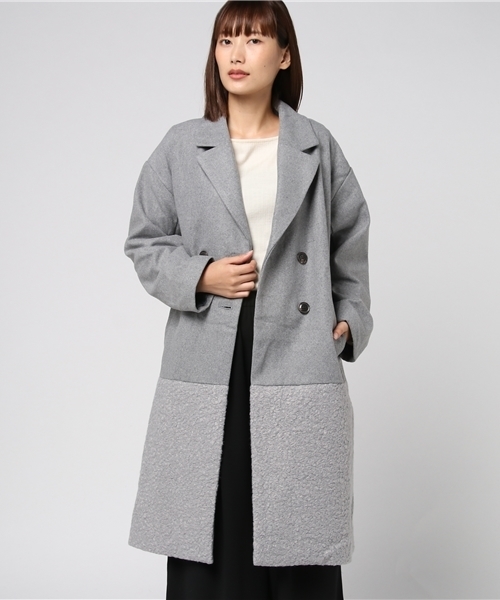 MERLOT（メルロー）の「異素材切替ダブルボタンコート647-0527（ピーコート・レディース・ベージュ/グレー/ブラック・FREE）」の12枚目の写真