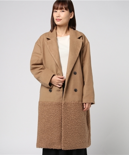 MERLOT（メルロー）の「異素材切替ダブルボタンコート647-0527（ピーコート・レディース・ベージュ/グレー/ブラック・FREE）」の11枚目の写真