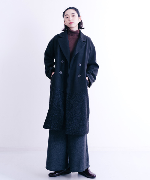 MERLOT（メルロー）の「異素材切替ダブルボタンコート647-0527（ピーコート・レディース・ベージュ/グレー/ブラック・FREE）」の19枚目の写真