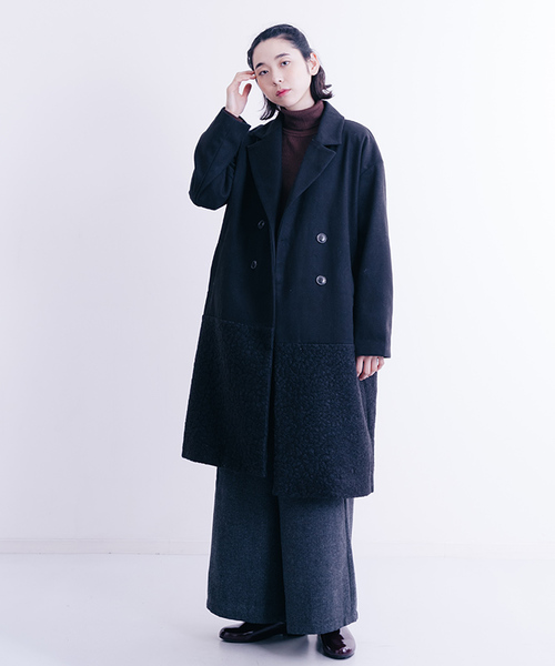 MERLOT（メルロー）の「異素材切替ダブルボタンコート647-0527（ピーコート・レディース・ベージュ/グレー/ブラック・FREE）」の18枚目の写真