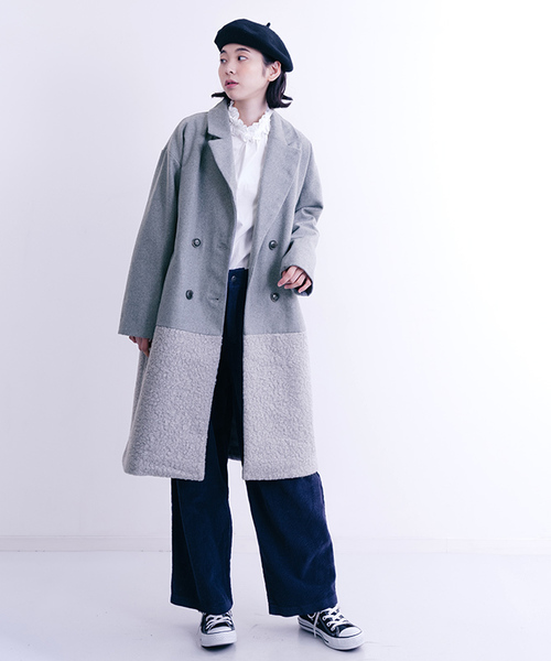 MERLOT（メルロー）の「異素材切替ダブルボタンコート647-0527（ピーコート・レディース・ベージュ/グレー/ブラック・FREE）」の15枚目の写真