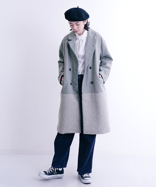 MERLOT（メルロー）の「異素材切替ダブルボタンコート647-0527（ピーコート・レディース・ベージュ/グレー/ブラック・FREE）」の14枚目の写真