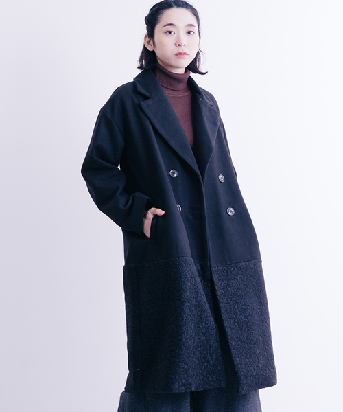 MERLOT（メルロー）の「異素材切替ダブルボタンコート647-0527（ピーコート・レディース・ベージュ/グレー/ブラック・FREE）」の20枚目の写真