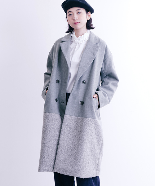 MERLOT（メルロー）の「異素材切替ダブルボタンコート647-0527（ピーコート・レディース・ベージュ/グレー/ブラック・FREE）」の21枚目の写真