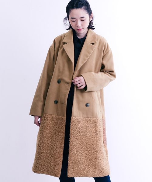 MERLOT（メルロー）の「異素材切替ダブルボタンコート647-0527（ピーコート・レディース・ベージュ/グレー/ブラック・FREE）」の22枚目の写真