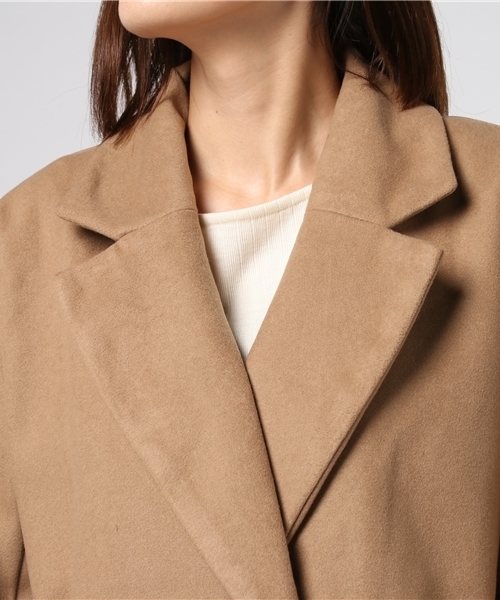 MERLOT（メルロー）の「異素材切替ダブルボタンコート647-0527（ピーコート・レディース・ベージュ/グレー/ブラック・FREE）」の4枚目の写真