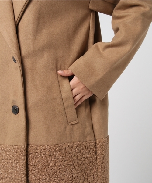 MERLOT（メルロー）の「異素材切替ダブルボタンコート647-0527（ピーコート・レディース・ベージュ/グレー/ブラック・FREE）」の9枚目の写真