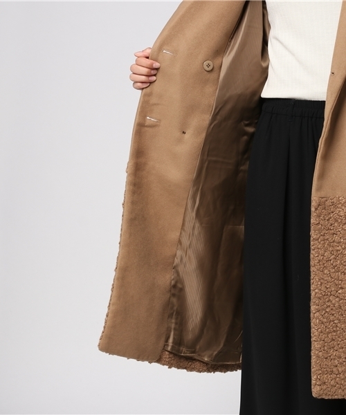 MERLOT（メルロー）の「異素材切替ダブルボタンコート647-0527（ピーコート・レディース・ベージュ/グレー/ブラック・FREE）」の10枚目の写真