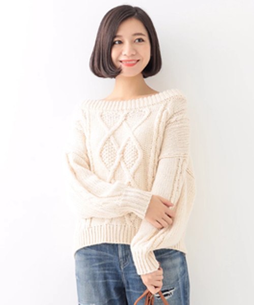 earth music&ecology(アースミュージックアンドエコロジー)の「オフショルニットプルオーバー(ニット/セーター・レディース・アイボリー/ピンク/グレー・FREE)」の9枚目の写真