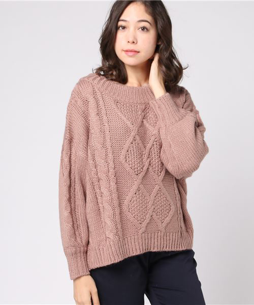 earth music&ecology(アースミュージックアンドエコロジー)の「オフショルニットプルオーバー(ニット/セーター・レディース・アイボリー/ピンク/グレー・FREE)」の3枚目の写真