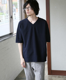 quadro | カルゼ5分袖Vネックプルオーバー(Tシャツ/カットソー)