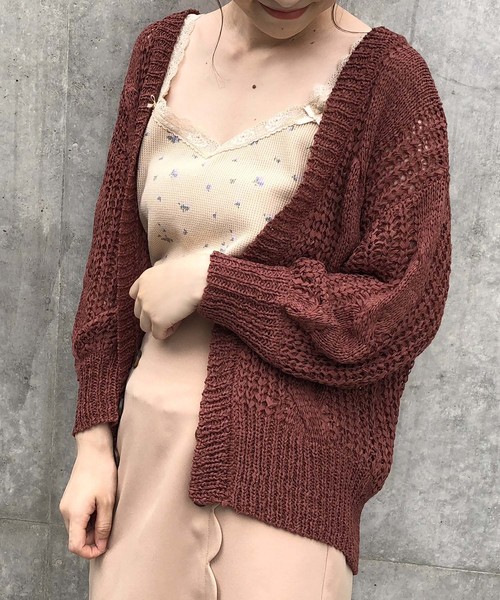 one after another NICE CLAUP(ワンアフターアナザーナイスクラップ)の「テープヤーン カーディガン(カーディガン/ボレロ・レディース・アイボリー/ベージュ/サックスブルー/レンガ・FREE)」の5枚目の写真