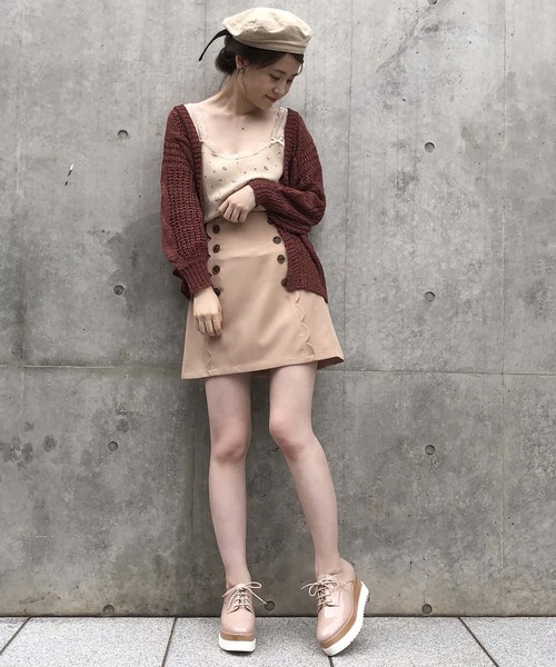 one after another NICE CLAUP(ワンアフターアナザーナイスクラップ)の「テープヤーン カーディガン(カーディガン/ボレロ・レディース・アイボリー/ベージュ/サックスブルー/レンガ・FREE)」の7枚目の写真