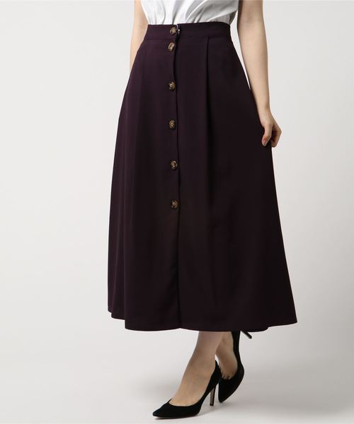 archives（アルシーヴ）の「フロント釦フレアスカート（スカート・レディース・ブラック/ベージュ/パープル・MEDIUM）」の3枚目の写真