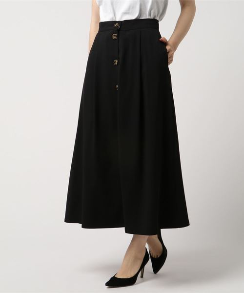 archives（アルシーヴ）の「フロント釦フレアスカート（スカート・レディース・ブラック/ベージュ/パープル・MEDIUM）」の2枚目の写真