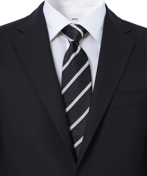 ZOZO（ゾゾ）の「ネクタイ（サイズオーダー）/バーストライプ　ダークブルー（ネクタイ・メンズ・ダークブルー・マルチサイズ）」の2枚目の写真