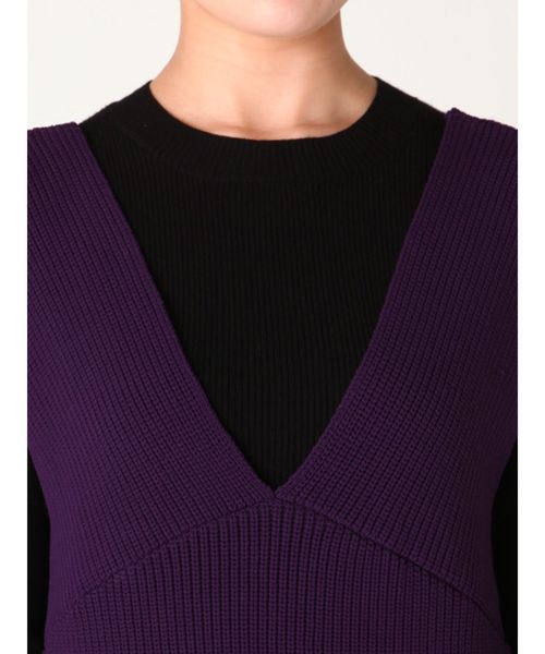 LAGUNAMOON（ラグナムーン）の「Vネックニットジャンパースカート（ワンピース・レディース・ライトグレー/ブラック/パープル・SMALL/MEDIUM）」の8枚目の写真