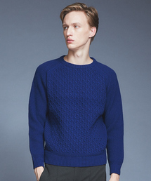 【LANEROSSI】RIB×CROSSKNIT クルーネックニット