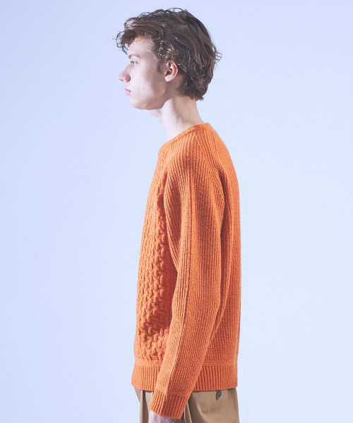 ABAHOUSE(アバハウス)の「【LANEROSSI】RIB×CROSSKNIT クルーネックニット(ニット/セーター・メンズ・オフホワイト/グレー/ブルー/ブラック/オレンジ・44/46/48)」の21枚目の写真