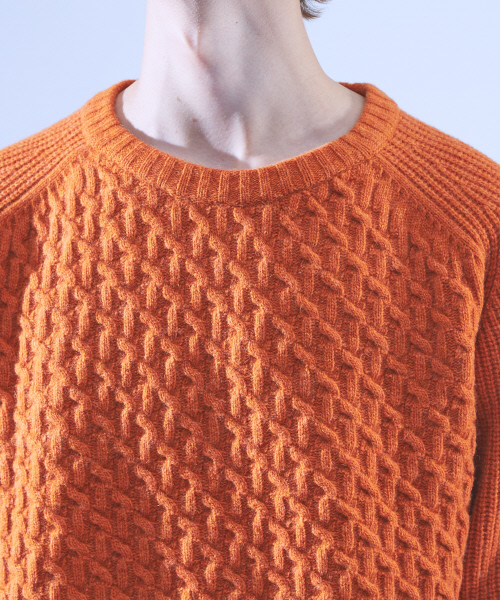 ABAHOUSE(アバハウス)の「【LANEROSSI】RIB×CROSSKNIT クルーネックニット(ニット/セーター・メンズ・オフホワイト/グレー/ブルー/ブラック/オレンジ・44/46/48)」の19枚目の写真