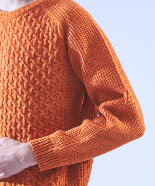 ABAHOUSE(アバハウス)の「【LANEROSSI】RIB×CROSSKNIT クルーネックニット(ニット/セーター・メンズ・オフホワイト/グレー/ブルー/ブラック/オレンジ・44/46/48)」の18枚目の写真