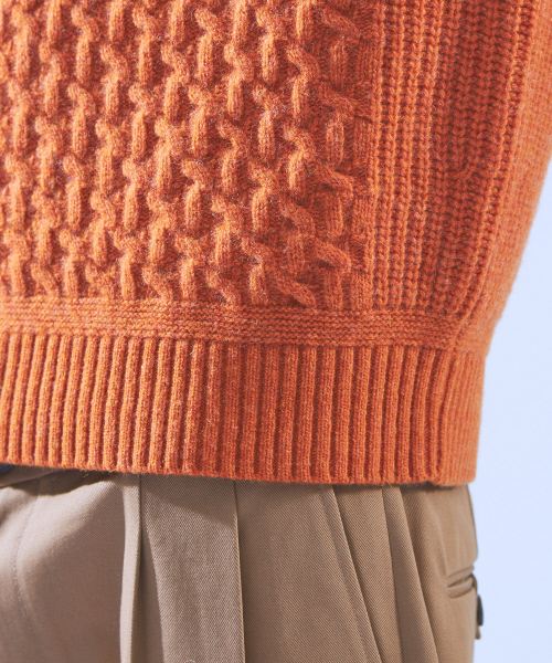 ABAHOUSE(アバハウス)の「【LANEROSSI】RIB×CROSSKNIT クルーネックニット(ニット/セーター・メンズ・オフホワイト/グレー/ブルー/ブラック/オレンジ・44/46/48)」の17枚目の写真