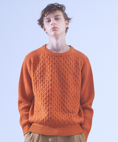 ABAHOUSE(アバハウス)の「【LANEROSSI】RIB×CROSSKNIT クルーネックニット(ニット/セーター・メンズ・オフホワイト/グレー/ブルー/ブラック/オレンジ・44/46/48)」の15枚目の写真