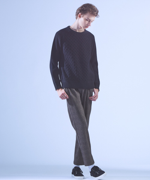 ABAHOUSE(アバハウス)の「【LANEROSSI】RIB×CROSSKNIT クルーネックニット(ニット/セーター・メンズ・オフホワイト/グレー/ブルー/ブラック/オレンジ・44/46/48)」の13枚目の写真
