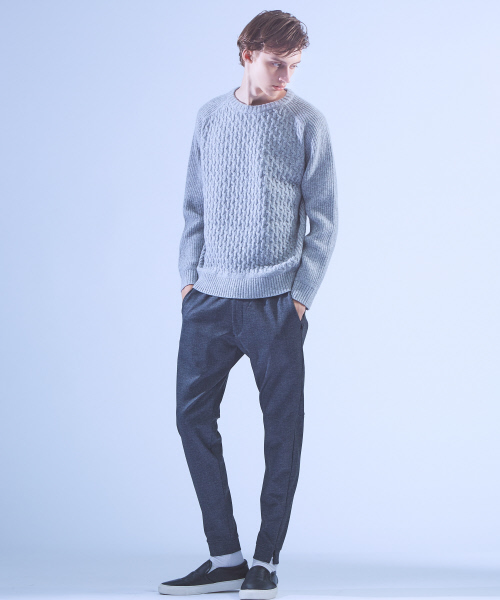 ABAHOUSE(アバハウス)の「【LANEROSSI】RIB×CROSSKNIT クルーネックニット(ニット/セーター・メンズ・オフホワイト/グレー/ブルー/ブラック/オレンジ・44/46/48)」の9枚目の写真