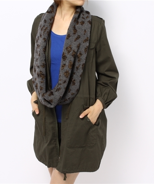 ROSE BUD（ローズバッド）の「(FERRUCCIO VECCHI) 443160 LEOPARD JACQUARD SNOOD（ストール/ショール・レディース・ブラック/グレー・ONE SIZE）」の6枚目の写真