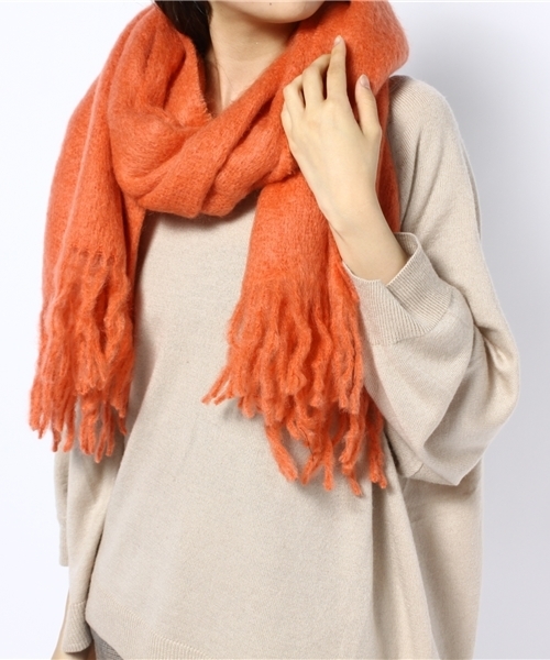 Ray BEAMS（レイビームス）の「□Ray BEAMS / FOXムジウールマフラー（マフラー・レディース・オフホワイト/グレー/オレンジ系その他・ONE SIZE）」の4枚目の写真