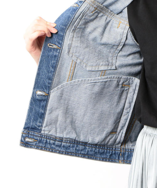 【courreges】　デニム　ジャケット　フリンジ　ノーカラー courreges】 デニム ジャケット フリンジ ノーカラー courreges