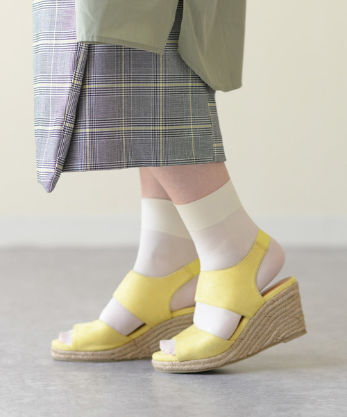 menue(メヌエ)の「片手で履ける ゴムストラップ 7cmヒール 厚底 ジュートサンダル(サンダル・レディース・スモークピンク/ネイビー/ブラック系その他/ホワイト/チェック/ブラック/ブラウン/イエロー/ベージュ系その他/グレイッシュベージュ/ライトグレー/レオパード/ガンメタ/パイソン/シルバー・3L/XXS/LL/SS/L/M/S)」の9枚目の写真