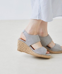 片手で履ける ゴムストラップ 7cmヒール 厚底 ジュートサンダル