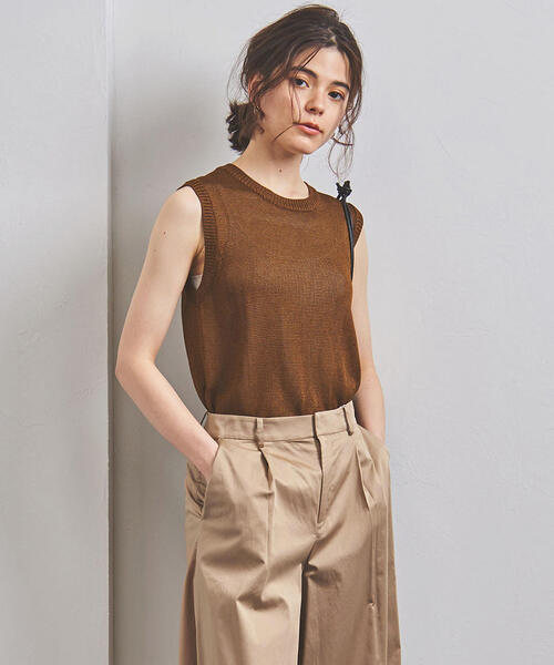 UNITED ARROWS - ユナイテッドアローズ UBCB SI ワイドリブノースリーブニット ブラウン UNITED ARROWS（ユナイテッドアローズ）の「UBCB シアー