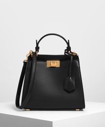 CHARLES & KEITH | クラシックメタルディテール プッシュロックバッグ / Classic Metal Detail Push Lock Bag(ハンドバッグ)
