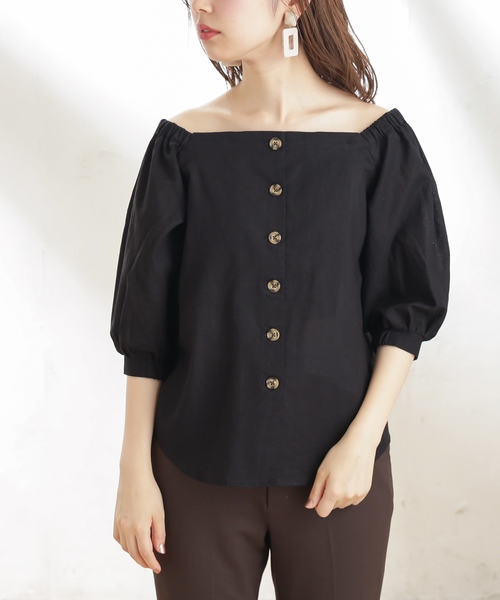 natural couture（ナチュラルクチュール）の「着方いろいろ楽しめるブラウス（シャツ/ブラウス・レディース・ブラック/ピンク/チェック/アイボリー・FREE）」の16枚目の写真