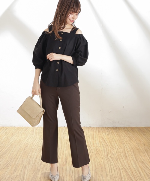 natural couture（ナチュラルクチュール）の「着方いろいろ楽しめるブラウス（シャツ/ブラウス・レディース・ブラック/ピンク/チェック/アイボリー・FREE）」の9枚目の写真