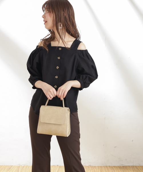 natural couture（ナチュラルクチュール）の「着方いろいろ楽しめるブラウス（シャツ/ブラウス・レディース・ブラック/ピンク/チェック/アイボリー・FREE）」の6枚目の写真