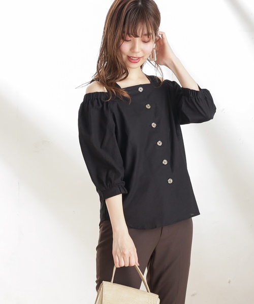 natural couture（ナチュラルクチュール）の「着方いろいろ楽しめるブラウス（シャツ/ブラウス・レディース・ブラック/ピンク/チェック/アイボリー・FREE）」の14枚目の写真